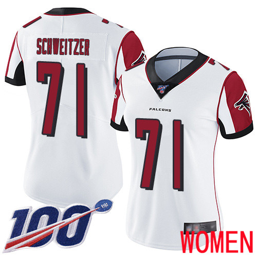 Atlanta Falcons Limited White Women Wes Schweitzer Road Jersey NFL Football 71 100th Season Vapor Untouchable